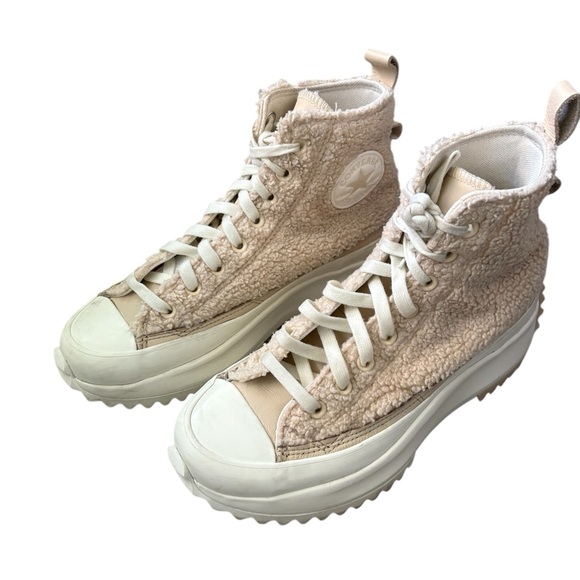 Converse Run Star Hike Hi Sherpa Farro Platform Sneakers Beige A04258C Sz 8.5 - Picture 7 of 15